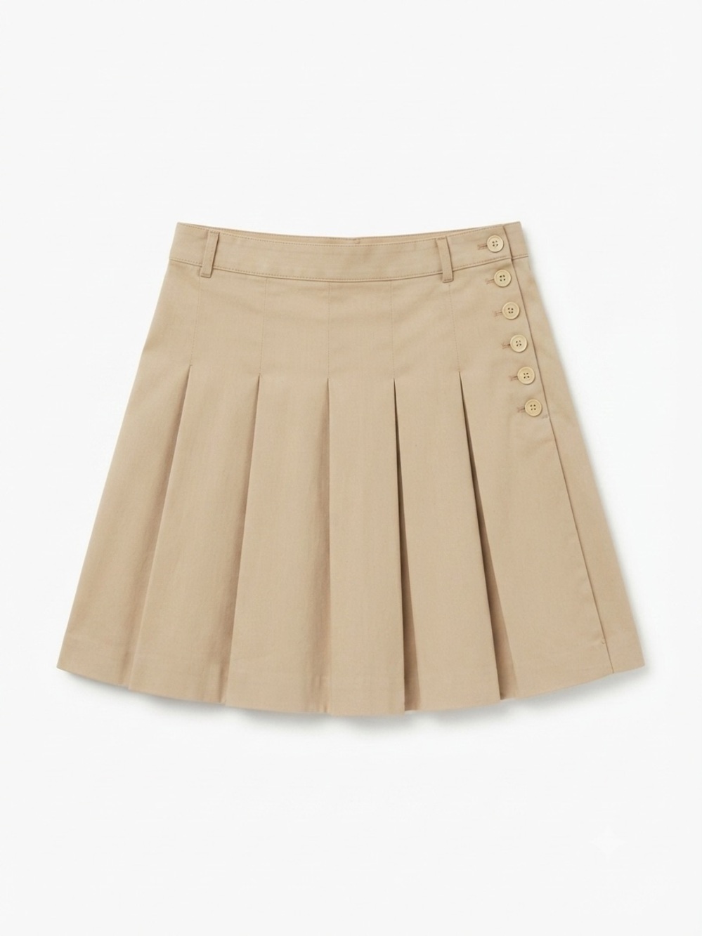 Mexx Tan Pleated Skater Skirt with Side Buttons